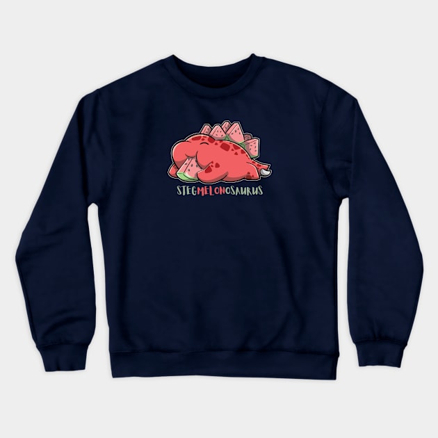 Stegmelonosaurus eating a slice of watermelon Crewneck Sweatshirt by DinoMart